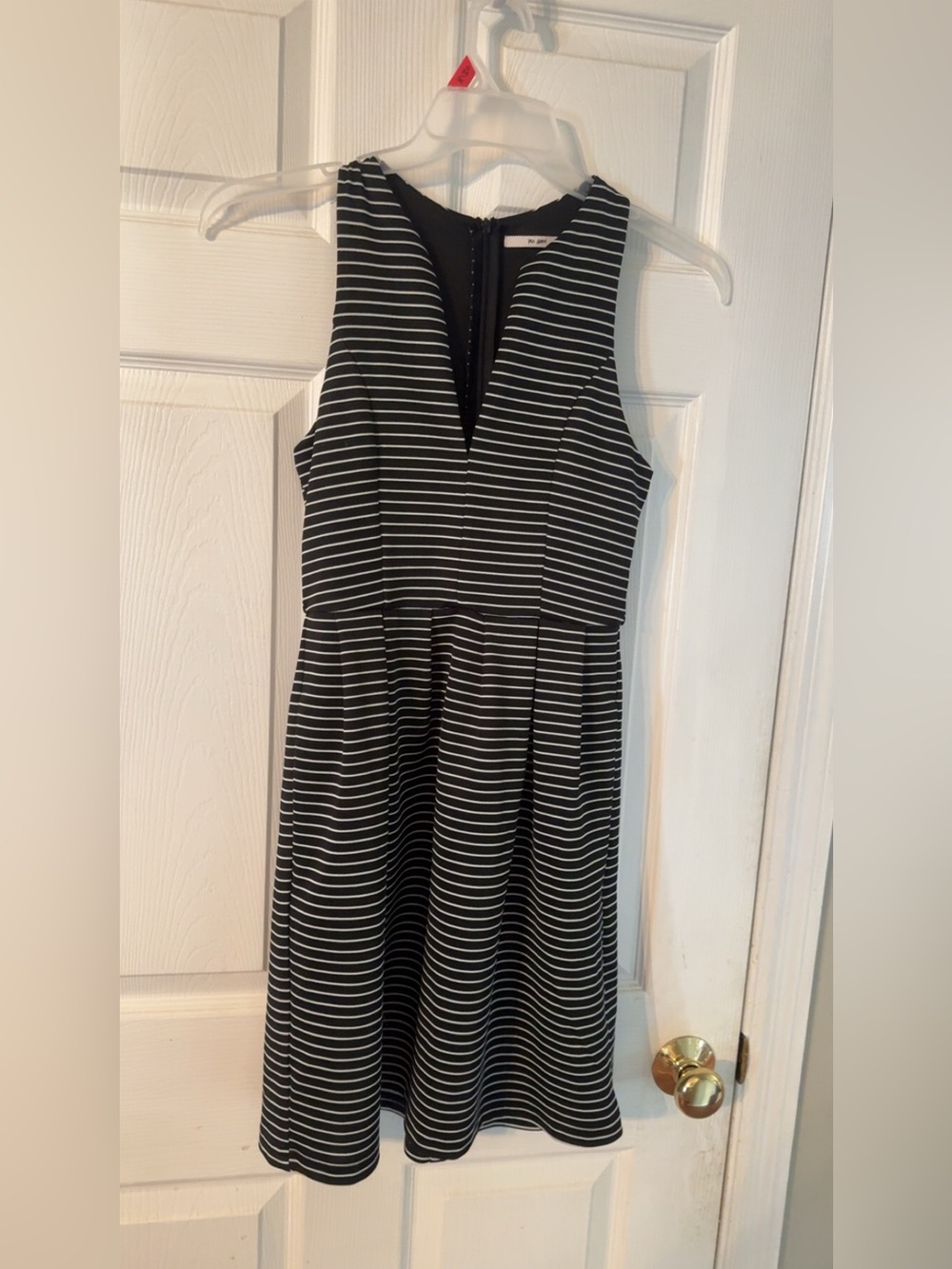 Mi Ami for Francesca’s Black and White Striped Sleeveless Fit & Flare Dress